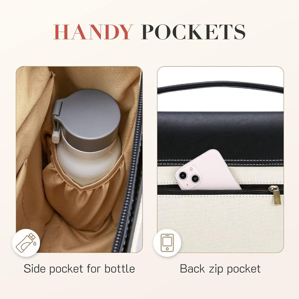 Laptop Bag 15.6 inch Canvas Messenger Bag for Women Professional Work Bag Should - Picture 3 of 6